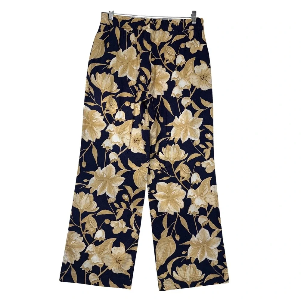 Joie Floral Linen Set Sleeveless Top and Wide Leg‎ Pants Relax Vaca Luxe Size M